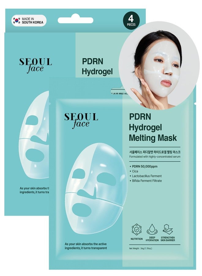 ديرمال قناع ديرمال سيول للوجه بتقنية الهيدروجيل الذائب (عبوة من 4 قطع) - قناع ليلي لتجديد البشرة بحمض نووي سمك السلمون بنسبة 5% - يُصلح حاجز البشرة ويُهدئها بفضل السيكا والبروبيوتيك - منتجات التجميل الكورية - Image 1